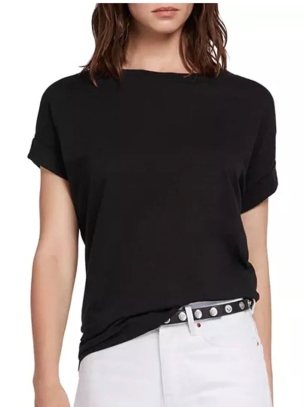 All Saints Black Imogen Boy Tee  L